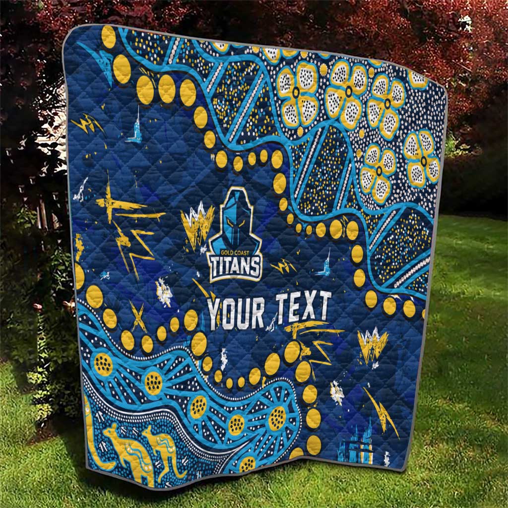 Personalized Gold Coast Titans Quilt Aboriginal Pattern with Graffiti Style Design