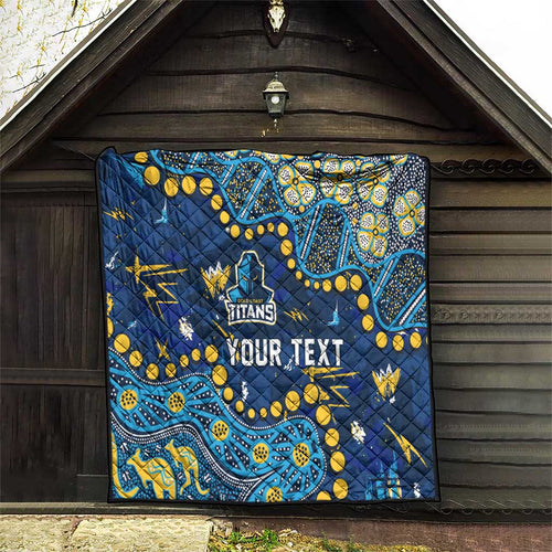 Personalized Gold Coast Titans Quilt Aboriginal Pattern with Graffiti Style Design