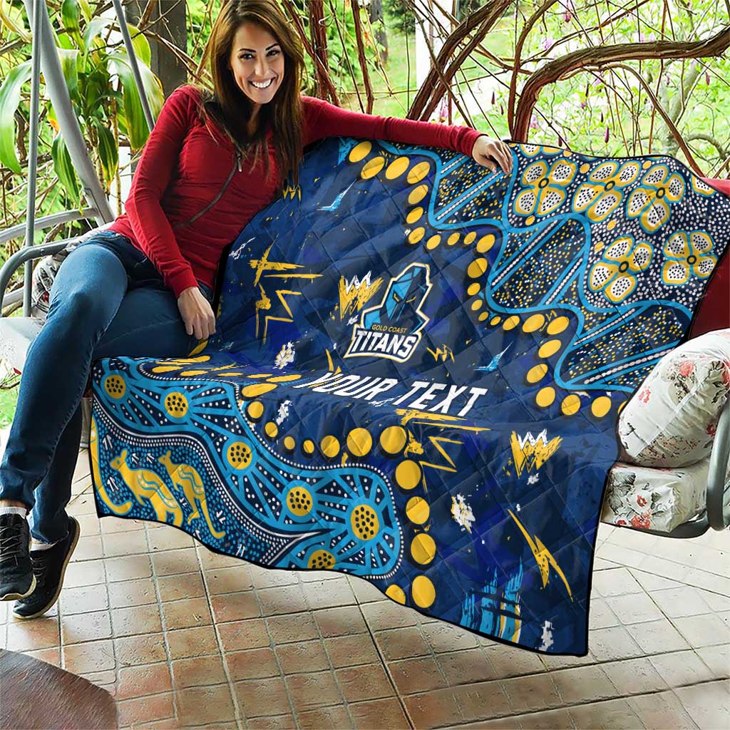 Personalized Gold Coast Titans Quilt Aboriginal Pattern with Graffiti Style Design