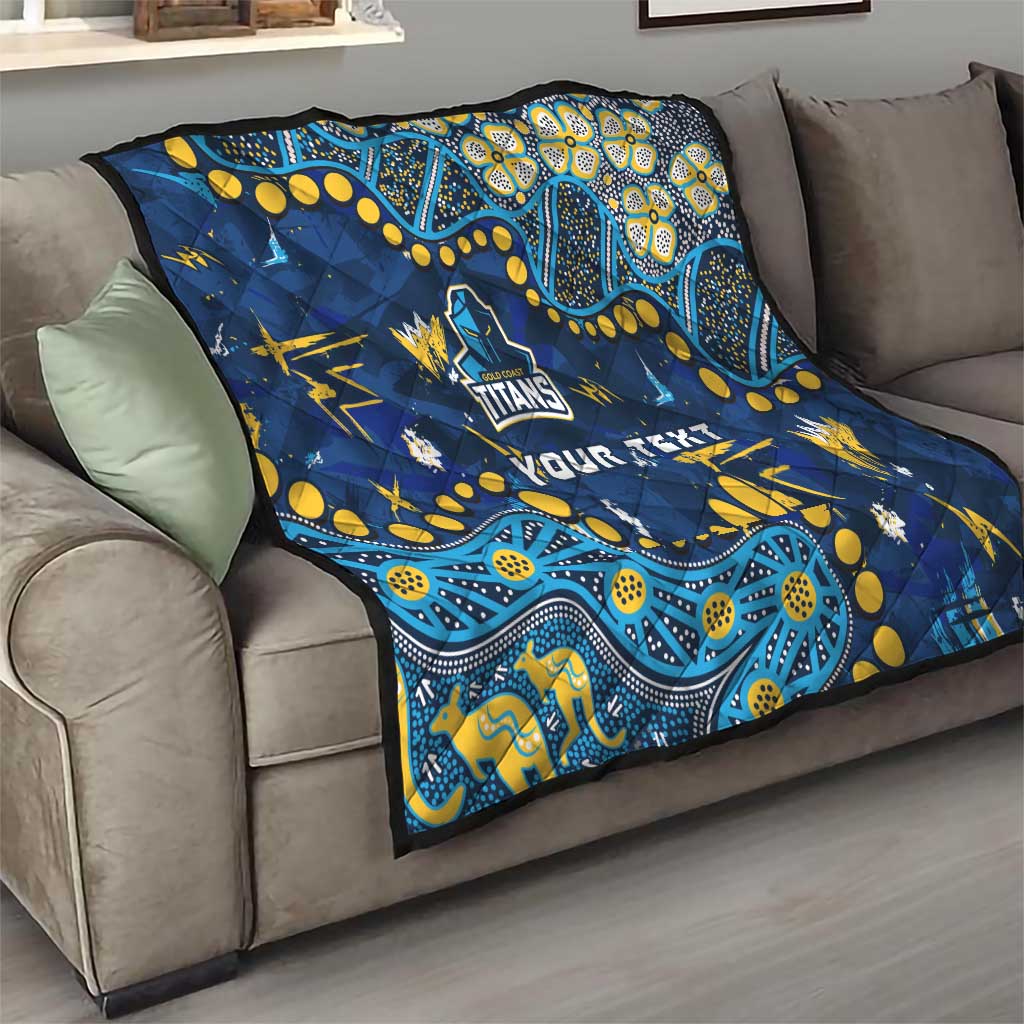 Personalized Gold Coast Titans Quilt Aboriginal Pattern with Graffiti Style Design