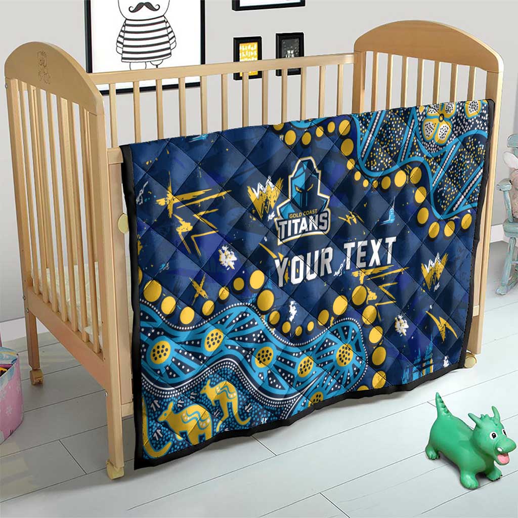 Personalized Gold Coast Titans Quilt Aboriginal Pattern with Graffiti Style Design