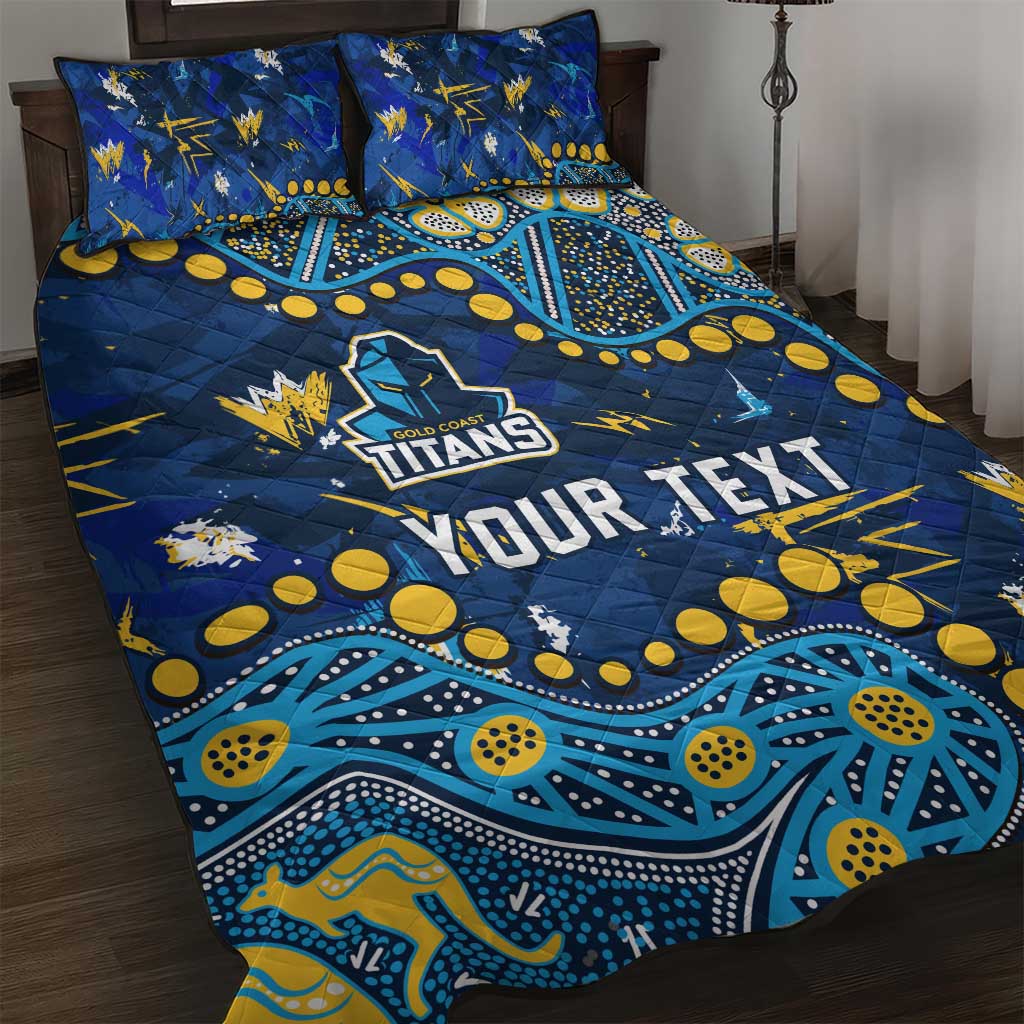 Personalized Gold Coast Titans Quilt Bed Set Aboriginal Pattern with Graffiti Style Design