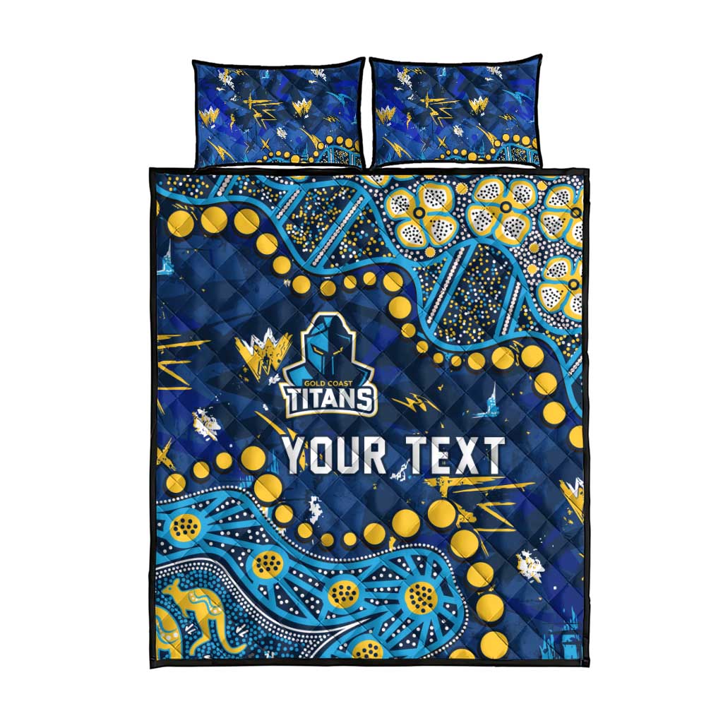 Personalized Gold Coast Titans Quilt Bed Set Aboriginal Pattern with Graffiti Style Design
