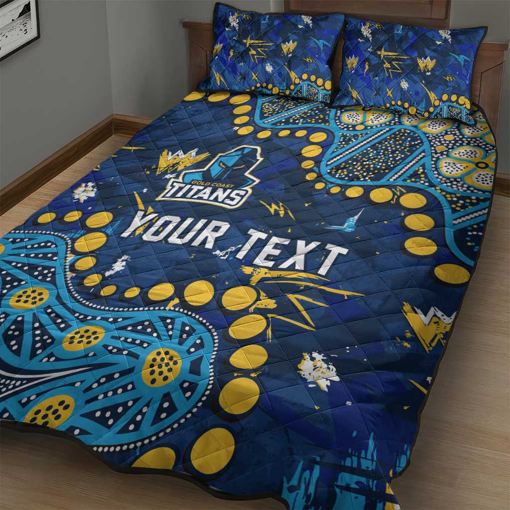 Personalized Gold Coast Titans Quilt Bed Set Aboriginal Pattern with Graffiti Style Design