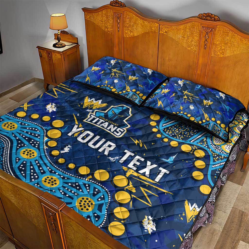 Personalized Gold Coast Titans Quilt Bed Set Aboriginal Pattern with Graffiti Style Design