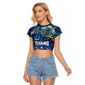Personalized Gold Coast Titans Raglan Cropped T Shirt Aboriginal Pattern with Graffiti Style Design