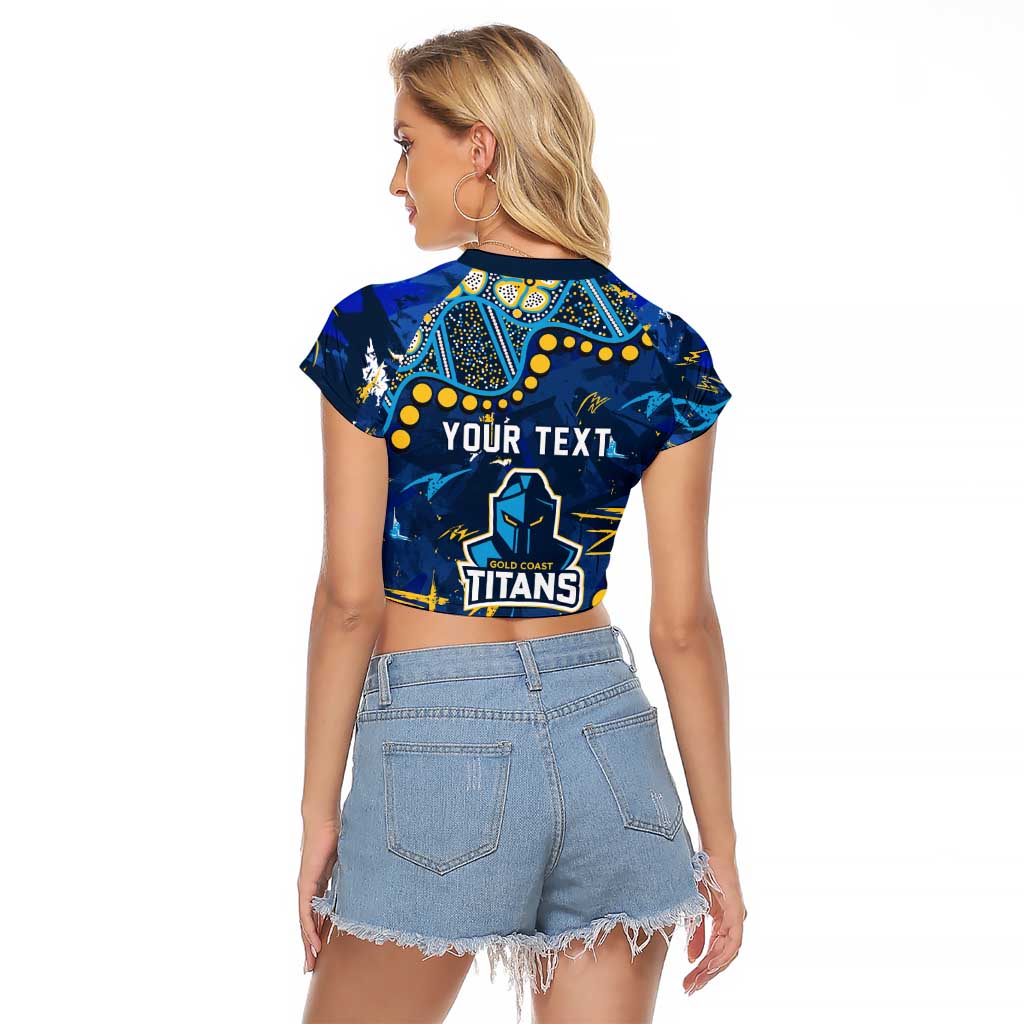 Personalized Gold Coast Titans Raglan Cropped T Shirt Aboriginal Pattern with Graffiti Style Design
