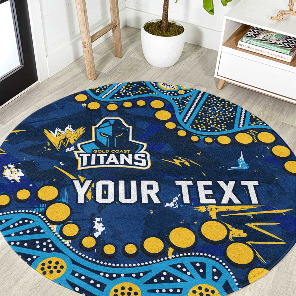 Personalized Gold Coast Titans Round Carpet Aboriginal Pattern with Graffiti Style Design