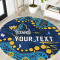 Personalized Gold Coast Titans Round Carpet Aboriginal Pattern with Graffiti Style Design