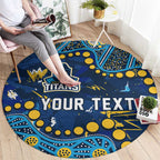 Personalized Gold Coast Titans Round Carpet Aboriginal Pattern with Graffiti Style Design