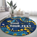 Personalized Gold Coast Titans Round Carpet Aboriginal Pattern with Graffiti Style Design