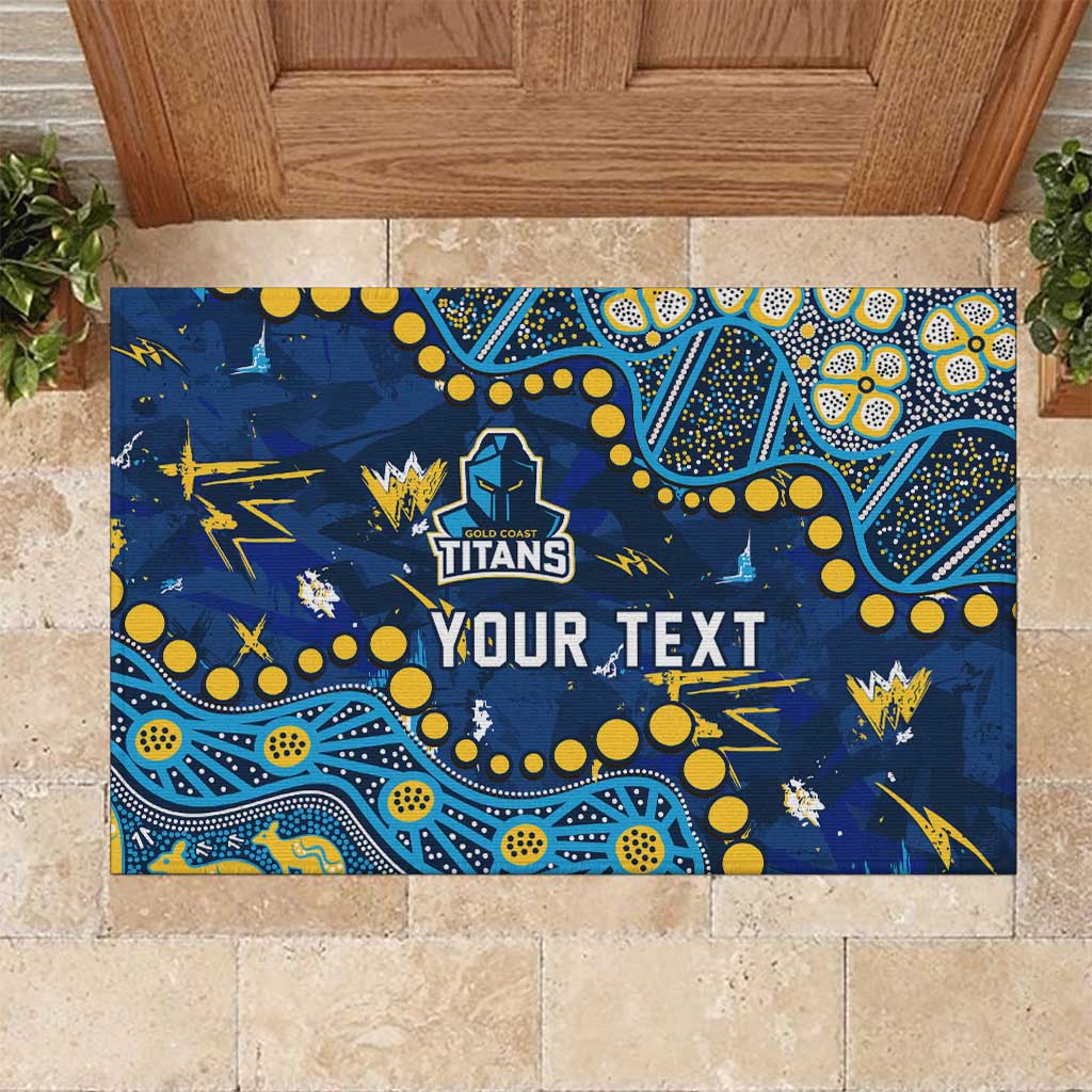 Personalized Gold Coast Titans Rubber Doormat Aboriginal Pattern with Graffiti Style Design