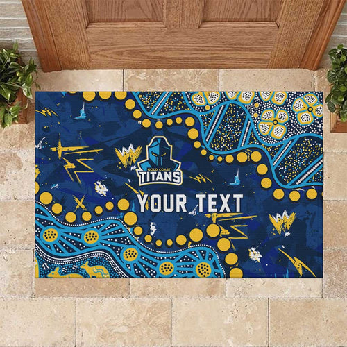 Personalized Gold Coast Titans Rubber Doormat Aboriginal Pattern with Graffiti Style Design