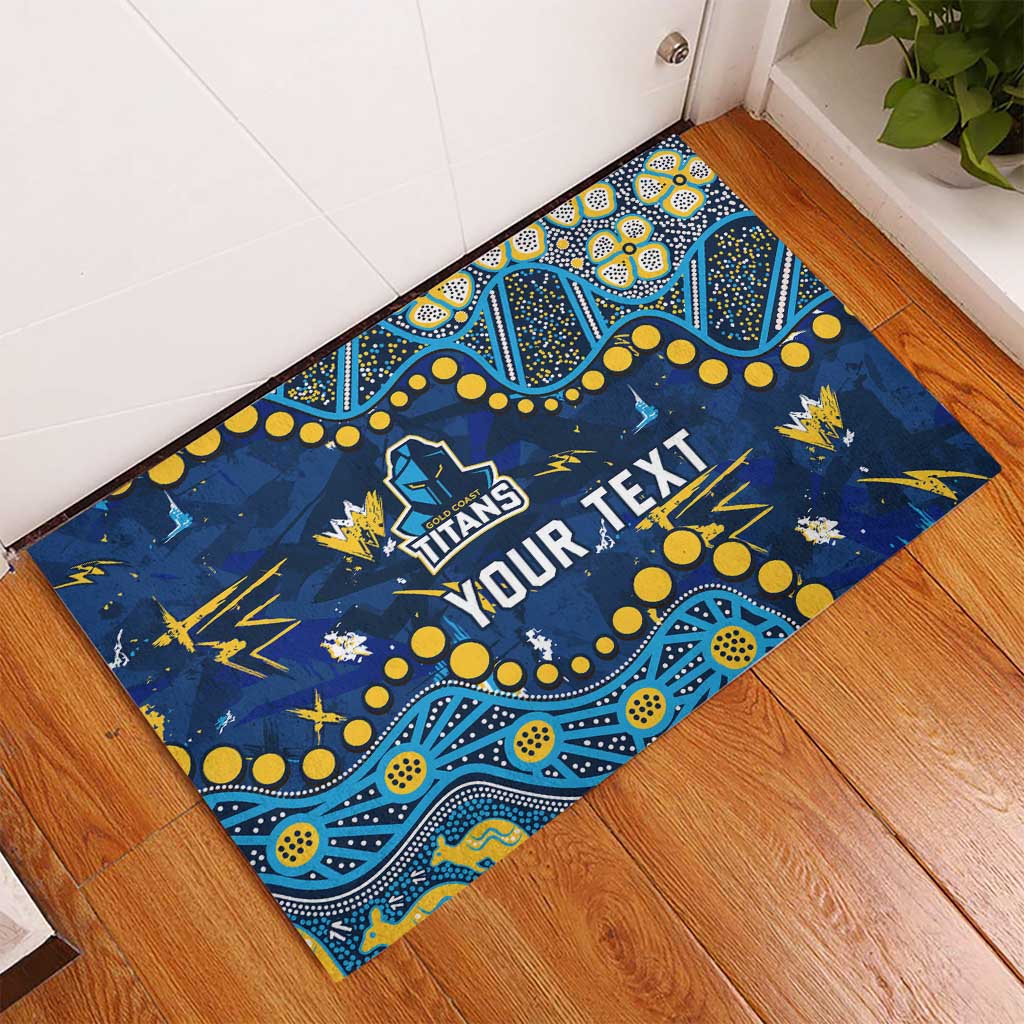 Personalized Gold Coast Titans Rubber Doormat Aboriginal Pattern with Graffiti Style Design