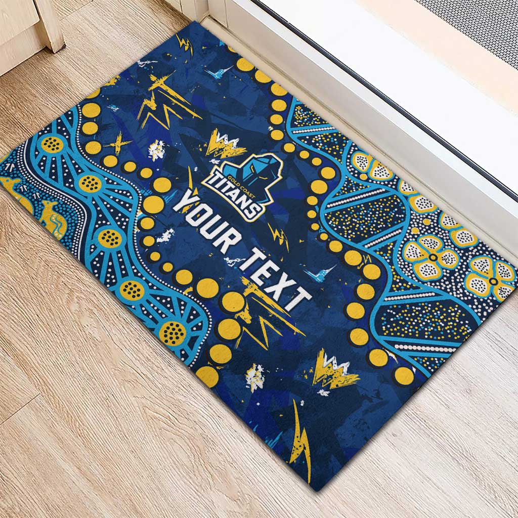 Personalized Gold Coast Titans Rubber Doormat Aboriginal Pattern with Graffiti Style Design