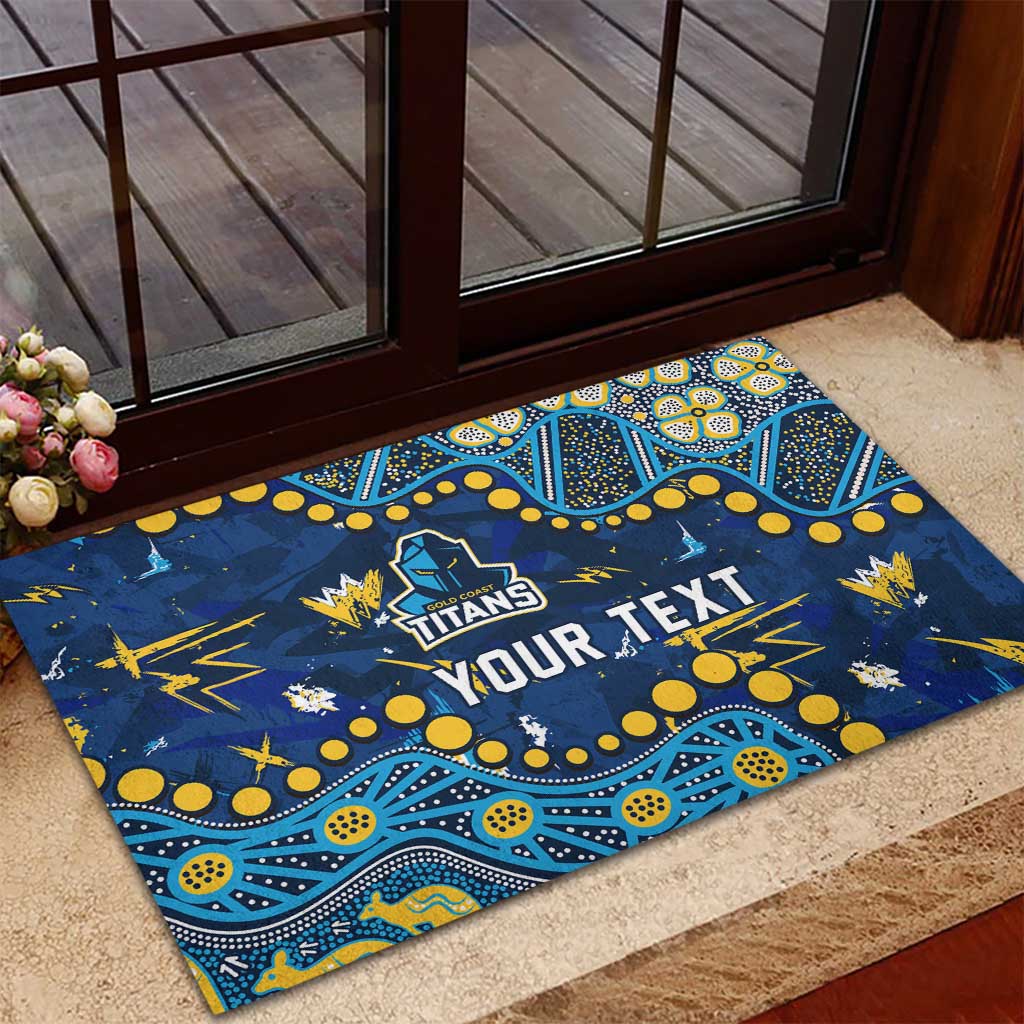 Personalized Gold Coast Titans Rubber Doormat Aboriginal Pattern with Graffiti Style Design