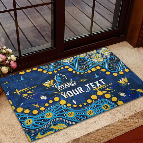 Personalized Gold Coast Titans Rubber Doormat Aboriginal Pattern with Graffiti Style Design