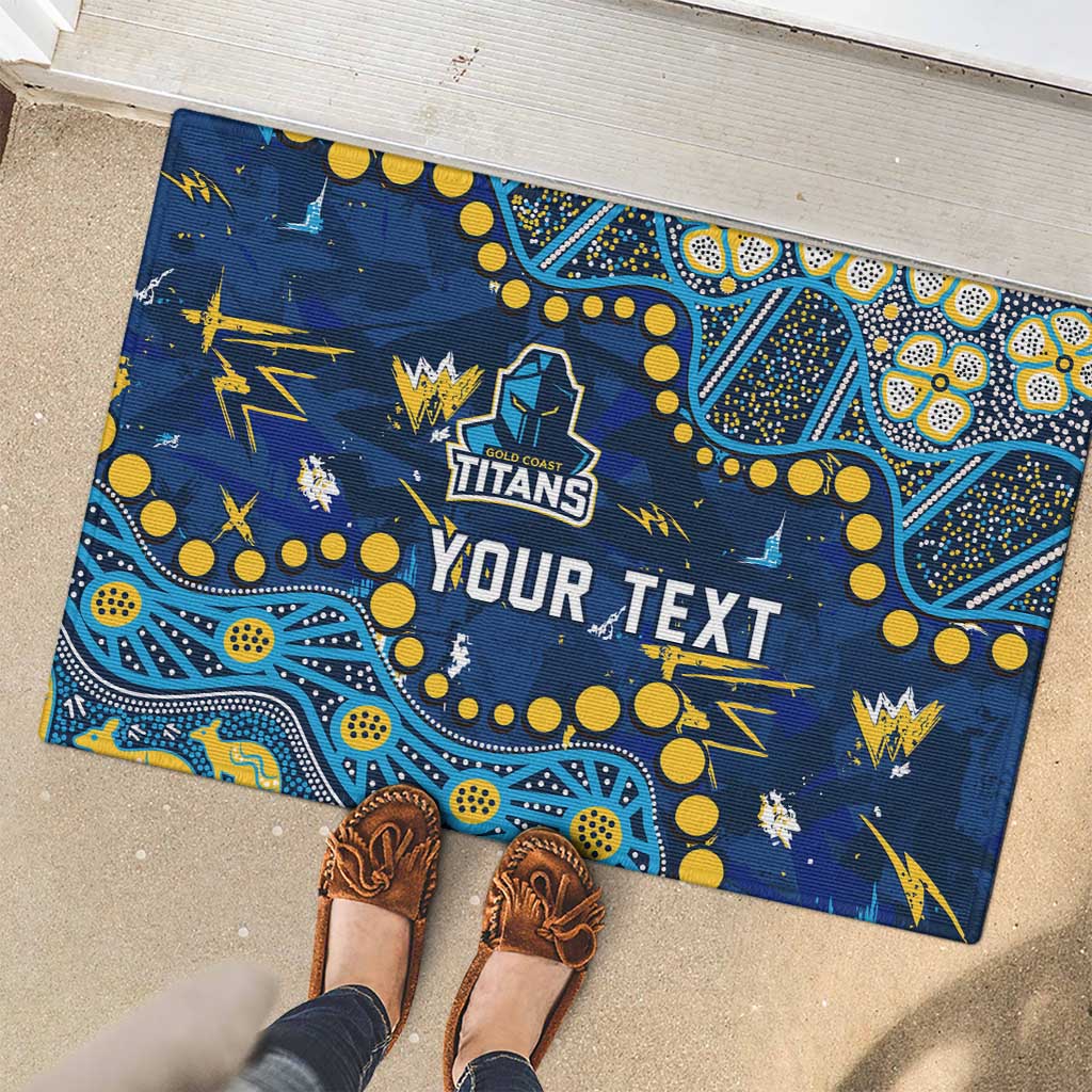 Personalized Gold Coast Titans Rubber Doormat Aboriginal Pattern with Graffiti Style Design