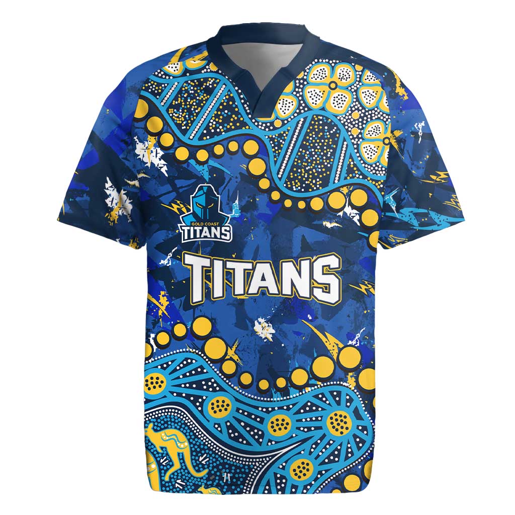 Personalized Gold Coast Titans Rugby Jersey Aboriginal Pattern with Graffiti Style Design