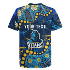 Personalized Gold Coast Titans Rugby Jersey Aboriginal Pattern with Graffiti Style Design