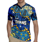 Personalized Gold Coast Titans Rugby Jersey Aboriginal Pattern with Graffiti Style Design