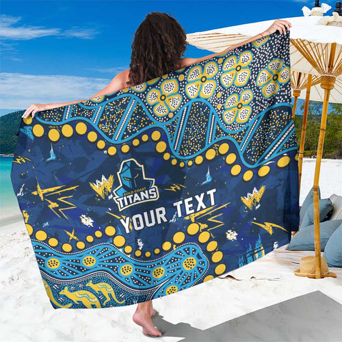 Personalized Gold Coast Titans Sarong Aboriginal Pattern with Graffiti Style Design