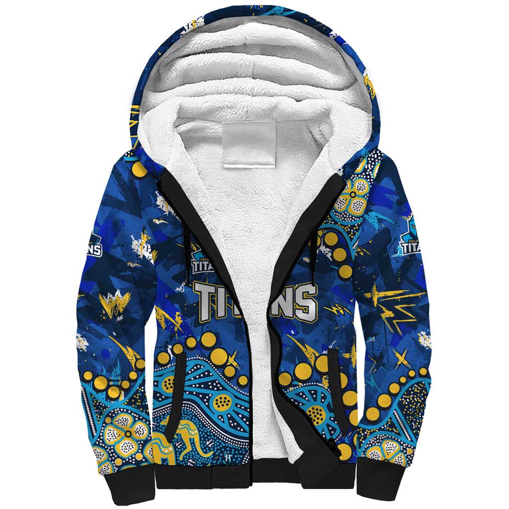 Personalized Gold Coast Titans Sherpa Hoodie Aboriginal Pattern with Graffiti Style Design