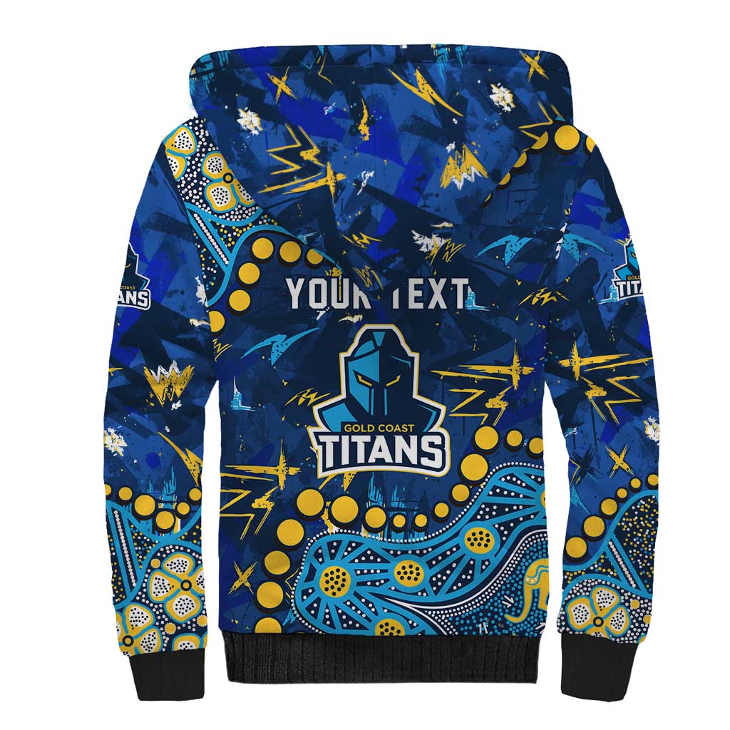 Personalized Gold Coast Titans Sherpa Hoodie Aboriginal Pattern with Graffiti Style Design