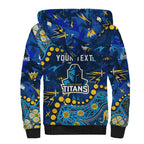 Personalized Gold Coast Titans Sherpa Hoodie Aboriginal Pattern with Graffiti Style Design