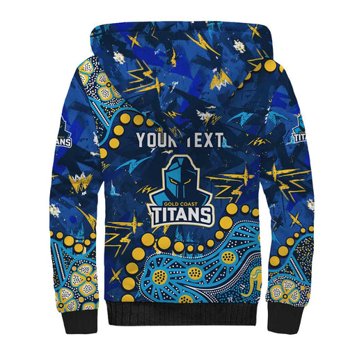 Personalized Gold Coast Titans Sherpa Hoodie Aboriginal Pattern with Graffiti Style Design