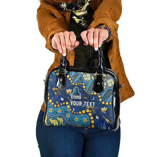 Personalized Gold Coast Titans Shoulder Handbag Aboriginal Pattern with Graffiti Style Design