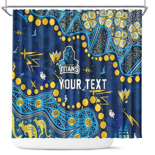 Personalized Gold Coast Titans Shower Curtain Aboriginal Pattern with Graffiti Style Design