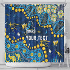 Personalized Gold Coast Titans Shower Curtain Aboriginal Pattern with Graffiti Style Design