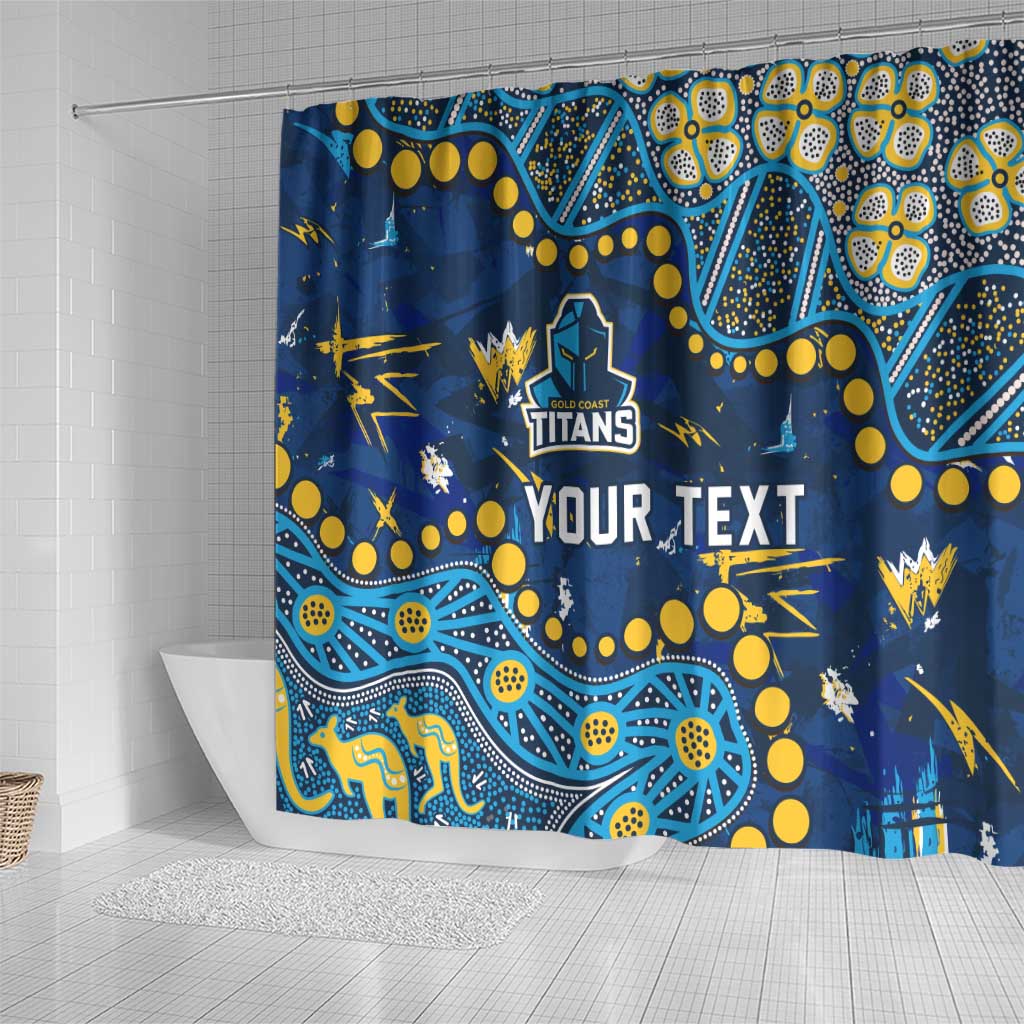 Personalized Gold Coast Titans Shower Curtain Aboriginal Pattern with Graffiti Style Design