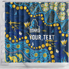 Personalized Gold Coast Titans Shower Curtain Aboriginal Pattern with Graffiti Style Design