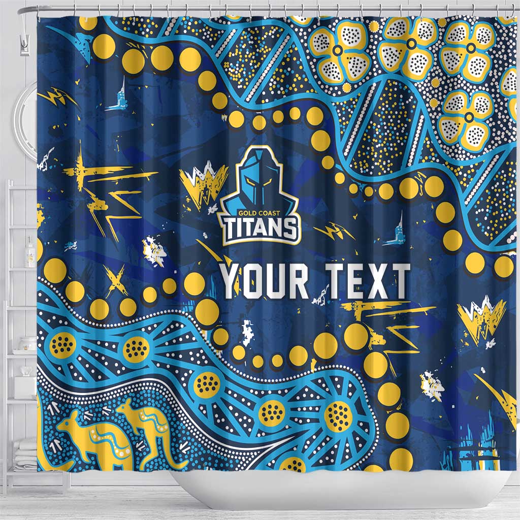 Personalized Gold Coast Titans Shower Curtain Aboriginal Pattern with Graffiti Style Design