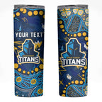 Personalized Gold Coast Titans Skinny Tumbler Aboriginal Pattern with Graffiti Style Design