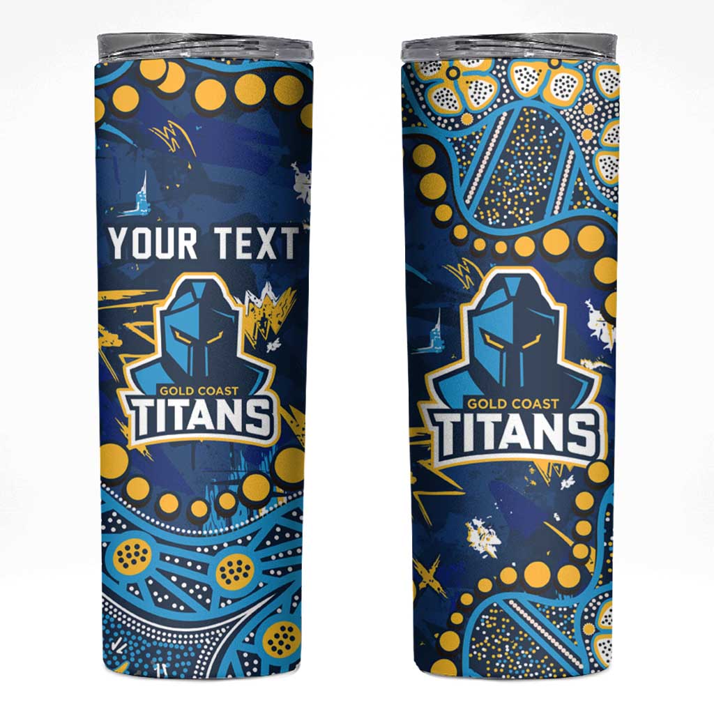 Personalized Gold Coast Titans Skinny Tumbler Aboriginal Pattern with Graffiti Style Design