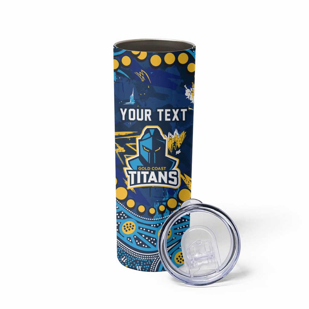 Personalized Gold Coast Titans Skinny Tumbler Aboriginal Pattern with Graffiti Style Design