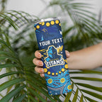 Personalized Gold Coast Titans Skinny Tumbler Aboriginal Pattern with Graffiti Style Design