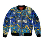 Personalized Gold Coast Titans Sleeve Zip Bomber Jacket Aboriginal Pattern with Graffiti Style Design