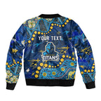 Personalized Gold Coast Titans Sleeve Zip Bomber Jacket Aboriginal Pattern with Graffiti Style Design