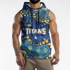Personalized Gold Coast Titans Sleeveless Hoodie Aboriginal Pattern with Graffiti Style Design