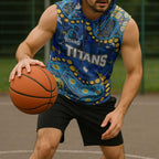 Personalized Gold Coast Titans Sleeveless Hoodie Aboriginal Pattern with Graffiti Style Design