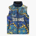 Personalized Gold Coast Titans Sleeveless Puffer Jacket Aboriginal Pattern with Graffiti Style Design