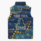 Personalized Gold Coast Titans Sleeveless Puffer Jacket Aboriginal Pattern with Graffiti Style Design