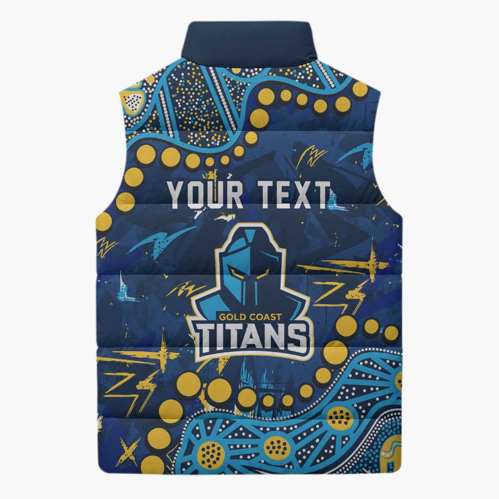 Personalized Gold Coast Titans Sleeveless Puffer Jacket Aboriginal Pattern with Graffiti Style Design