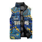 Personalized Gold Coast Titans Sleeveless Puffer Jacket Aboriginal Pattern with Graffiti Style Design