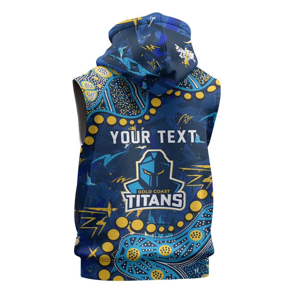 Personalized Gold Coast Titans Sleeveless Zip Hoodie Aboriginal Pattern with Graffiti Style Design