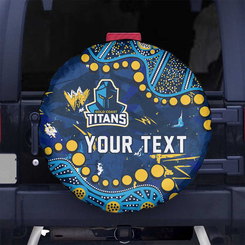 Personalized Gold Coast Titans Spare Tire Cover Aboriginal Pattern with Graffiti Style Design